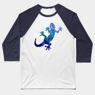 Deep Blue Mosaic Lizard Baseball T-Shirt